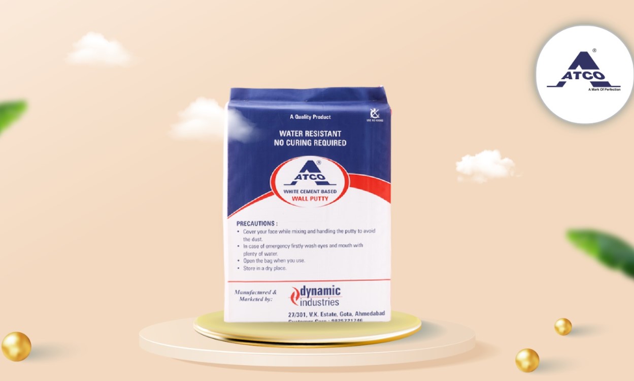 Atco Wallputty White Cement Based Wall Putty Powder for Interior and Exterior Walls, Smooth Finish with Water Resistant Formula and Strong Base for Durable Paint Application